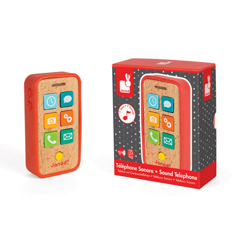 Wooden Mobile Telephone With Sounds - Tabletop Fun Pick